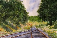 La voie-ferrée,aquarelle,format 40 x 30
